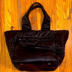 Athleta Black Nylon/Leather Gym Bag